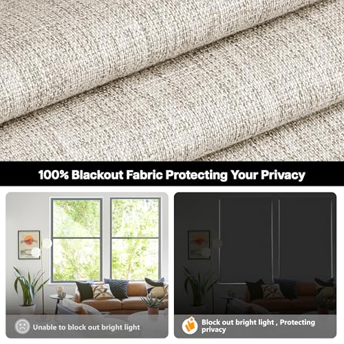 LazBlinds No Tools No Drill Cordless Roman Shades for Windows, Blackout Thermal Insulated UV Blocking Window Blinds, Room Darkening Fabric Blinds for Indoor Windows, 34'' W x 64'' H, Beige