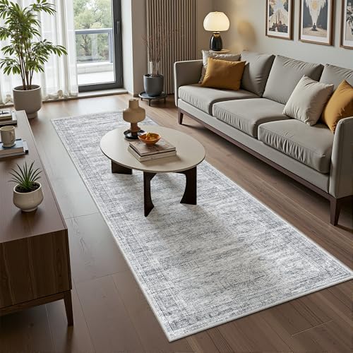 2x10 Runner Rug Non Slip,Washable Hallway Runner Rug,Grey