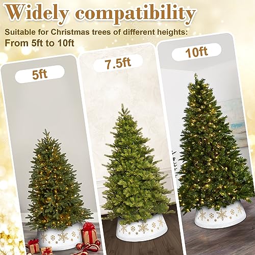 NIBESSER Christmas Tree Collar 30 Inches Plush Tree Skirt Ring with Silver Snowflake Tree Basket Plastics Sheets with Collar Cover Holiday Home Party Christmas Tree Decoration Xmas Ornaments