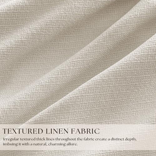 90 Inch Pinch Pleated Blackout Linen Curtains for Bedroom 2 Panels Memory Trained 100% Black Out Soundproof Room Darkening Natural Cream Ivory Birch Window Curtains Double Layer Pinch Pleat Drapes