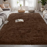 5x7 Fluffy Shag Area Rugs for Living Room Bedroom: Soft Plush Carpet Brown