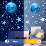 492 Glow in The Dark Stars & Moon Space Galaxy Universe Planet Wall Decals - Blue Glowing Stars Stickers for Kids Bedroom, Nursery & Living Room Decor
