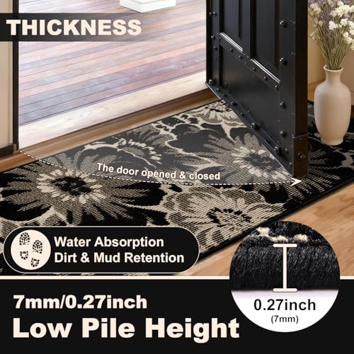 Findosom Washable Front Door Mat, 47" x 31" High-Low Textured Entryway Rug