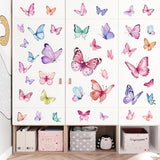wondever Watercolor Butterfly Wall Stickers Colorful Butterflies Peel and Stick Wall Art Decals for Girls Bedroom Baby Nursery