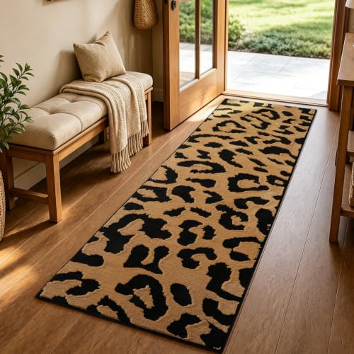 Leopard Hallway Runner Rugs 2x6: Washable Non Slip Cheetah Rug