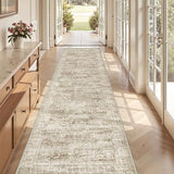 3x10 Runner Rug Non Slip,Washable Hallway Runner Rug,Brown
