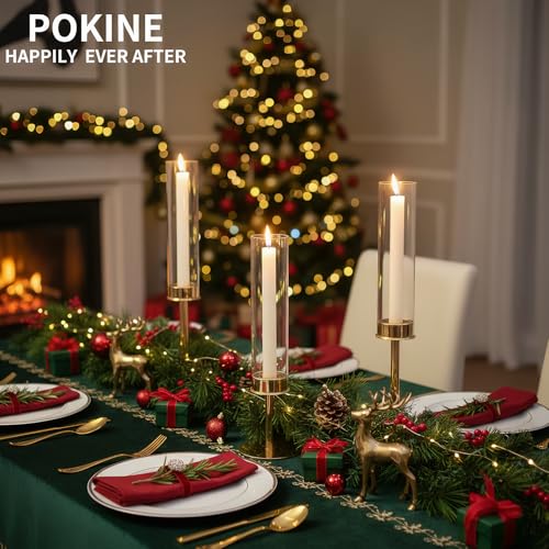 POKINE Gold Candle Holders Set of 6 for Taper Candle Holders