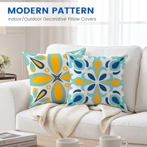 Outdoor Pillow Covers - 4 Pack Outdoor Pillow Covers 18x18 Waterproof PillowCovers for Patio Furniture Decorative Pillowcases