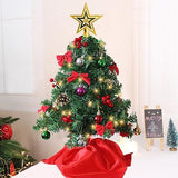 Juegoal 24 Inch Mini Christmas Tree Set, Table Top Artificial Christmas Trees with 50 LED Lights, Ornaments and Red Berries, Best DIY Christmas Decorations