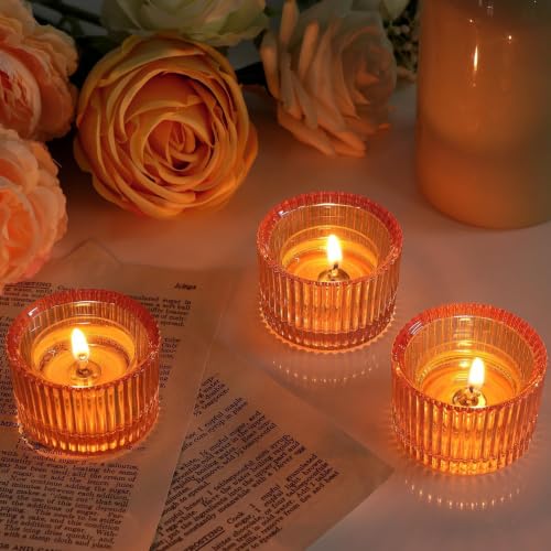 12 Pcs Tea Light Holders Gold Votive Candle Holders| for Fall Halloween Thanksgiving Christmas Table Centerpiece Glass Tea Light Candles Holder for Party & Home, Wedding Decor