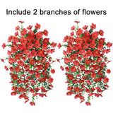 INSPRING Artificial Faux Outdoor Outside Flowers Plants, 2 PCS Fake Silk UV Resistant Look Real Red Daisy Trailing Vines for Front Door Porch Planter Urn Patio Balcony Decoration