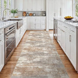 3x15 Runner Rug Washable Abstract: Non Slip Hallway Floor Mat Brown/Brick