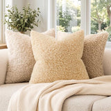 Foindtower Decorative Fuzzy Faux Fur Throw Pillow Covers 20x20 Light Yellow