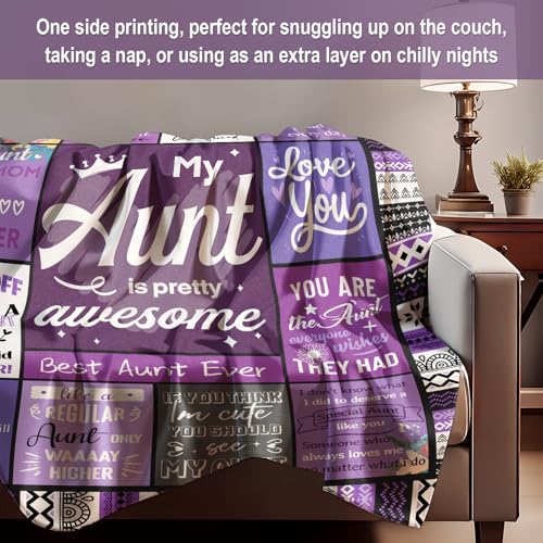 Aunt Gifts, Auntie Gift Ideas, Gifts for Aunt from Niece/Nephew, Auntie Birthday Gift, Soft Throw Blankets 60"X50"