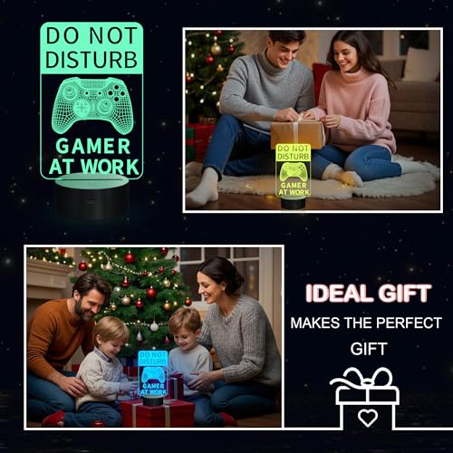 YuanDian Do Not Disturb Gamer at Work Night Light,Gamepad Graphic Video Games Gamer Gift Funny 3D Illusion Lamp 16 Colors Changing Touch & Remote Control for Men Teenagers and Kids