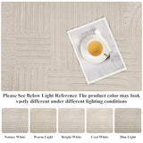 SHACOS Soft Cozy Fluffy Arch Pattern High Low Pile Area Rugs 5'x7' Non Slip Washable Scandinavian Minimalist Rug Modern Geometric Arc Carpet for Living Room Bedroom Dining Room, Beige