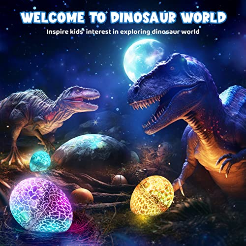 Dinosaur Egg Night Light for Kids, Sensory Toys for Kids Ages 3-5 6 7 8 9 10, Dinosaur Toys Night Light Projector, Birthday Gifts for 3-12 Year Old Boys Girls, 2-in-1 Dino & Star Lamp