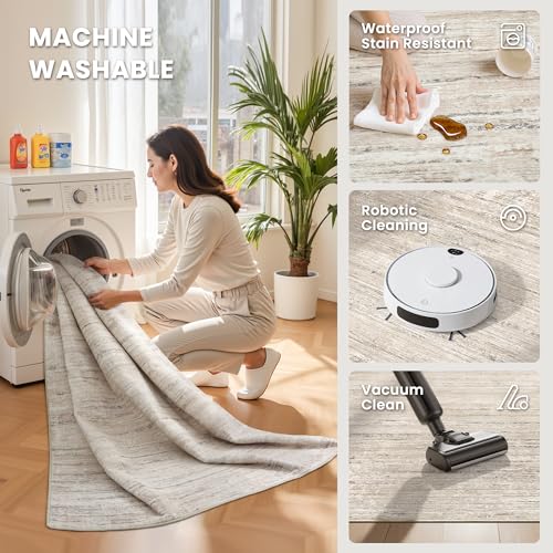 2x3 Entryway Rug Washable Area Rug, Non-Slip Kitchen Mat Beige