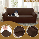 U-NICE HOME Velvet Sofa Cover Stretch Couch Covers for 3 Cushion Furniture Protector Sofa Slipcover (Large, Chocolate)