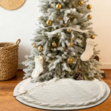 yuboo Boho Cream Cable Knit Tree Skirt,48 inch Neutral Knit Tree Skirt Christmas Tree Rug - White Bohemia Christmas Decorations
