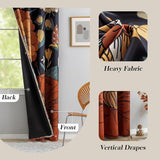 Tyrot Black Boho Floral 100% Blackout Curtains for Bedroom 84 inch Long 2 Panels Mid Century Botanical Black Out Curtains for Living Room Grommet Thermal Insulated Room Darkening Window Drapes,52Wx84L