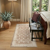 jinchan 2x5 Vintage Floral Runner Rug, Washable Non Slip, Taupe