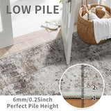 2x5 Washable Runner Rug for Hallway: Non Slip Entryway Runners Rugs Easy-to-Clean - Soft Living Room Bedroom Carpet - Thin Low Pile Floor Mat - Pinkish Beige Brown