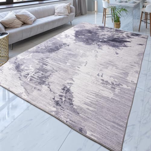 Area Rug 4x6 Light Grey Rug Washable Boho Rugs Non Slip Low Pile Abstract Small Carpet for Entryway, Bedroom, Kitchen, Classroom, Kids Room, Office, Dorm, Dining Room