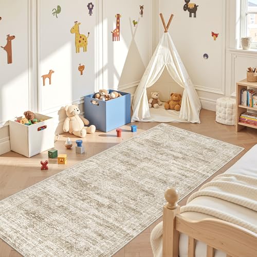 3x8 Runner Rug Non Slip,Washable Hallway Runner Rug,Brown