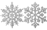 36 Pack Silver Glitter Snowflake Ornaments, Plastic Christmas Glitter Snowflake Winter Wonderland Christmas Tree Decorations, 4 Inch, Silver