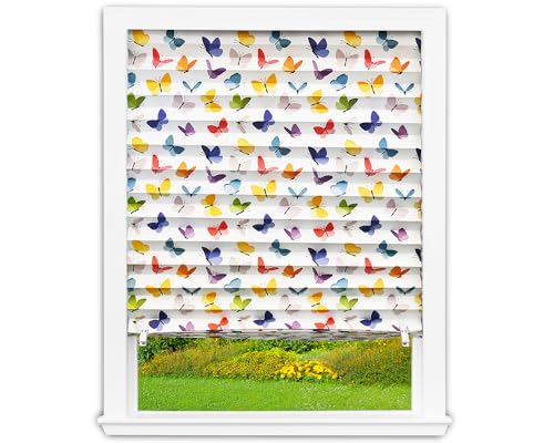 Redi Shade No Tools Original Printed Light Filtering Pleated Paper Shade, Butterflies, 36" W x 72" L, 4 Pack