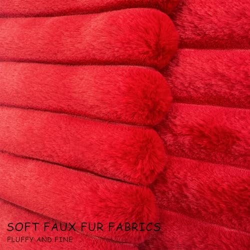2 Pack 18x18 Pillow Cover Velvet Pillow Covers, Faux Fur Square Throw Pillow Covers for Living Room Decorations Throw Pillow Case, Throw Pillow Cover Cushion Cover for Home Sofa Bedroom Car, Red