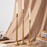 Iron Taper Candle Holder Set of 3, Gold Candlestick Holders 19.3”17” 14” Heightening Decorative Candle Stand Set for Wedding, Dining Table, Home Decoration (Gold)