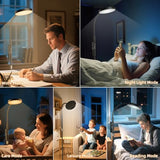 Floor Lamp, Adjustable Height LED Standing Reading Lamp for Living Room & Bedroom, Super Bright, Eye-Caring Stepless Dimmable Modern Tall Lamp for Office Craft with Gooseneck & Remote, Black