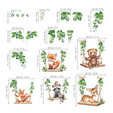 wondever Woodland Animal on Swings Wall Stickers Baby Bear Deer Fox Leaves Peel and Stick Wall Art Decals for Children Nursery Kids Bedroom Living Room