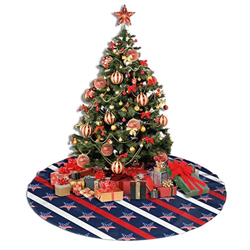 American Flag Star Tree Skirt Christmas Tree Ornaments Tree Skirt for Christmas Decoration 36"