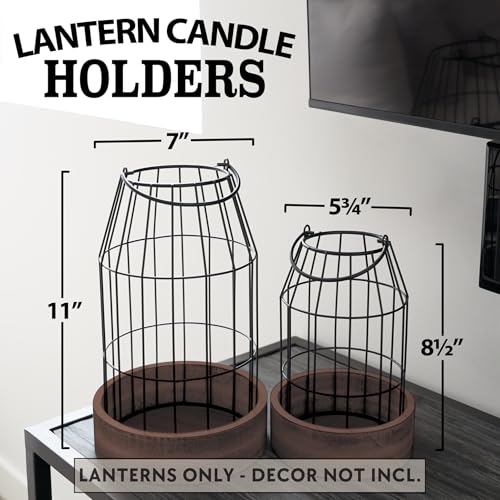 Rustic Farmhouse Lantern Decor Set of 2 - Stylish Decorative Lanterns