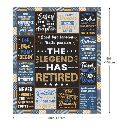Retirement Gifts for Men, Retirement Gifts, Retired Gift for Man, Coworker Leaving Farewell Going Away Gift for Coworkers Friends, Best Gift for Retired Man 2026 Blanket 60"X 50"
