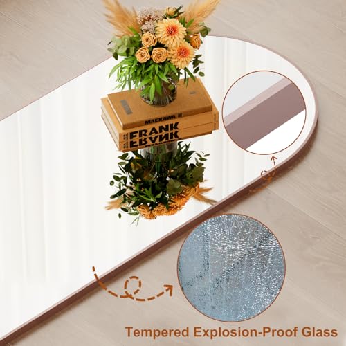 ZHUNFA Pink Mirror Full Length, 58"×16 "×3" Arched-Top Full Length Mirror | can Wall Mounted, Standing or Leaning, Full Body Mirrors With Aluminum Alloy Frame, Home Decor.