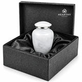Small Handcrafted Urn for Ashes Keepsake - Mini Cremation Urns for Human Ashes Adult Man and Woman - Decorative Funeral Urns - Memorial Urn with White Marble Finish (2.85" H x 1.75" W)