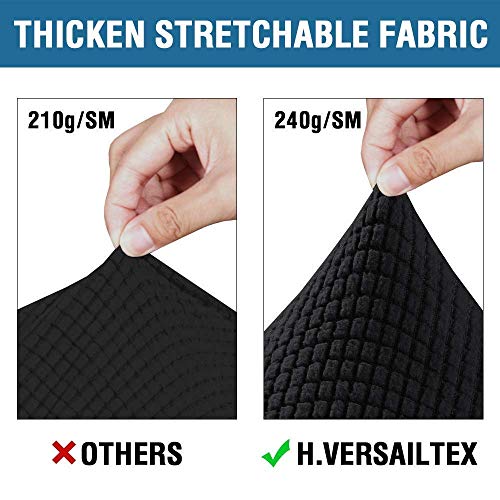 H.VERSAILTEX 4 Piece Stretch Sofa Covers for 3 Cushion Couch Bundles Armless Futon Cover, Black