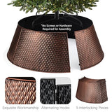 Hatisan Metal Christmas Tree Collar Basket Skirt, 28''Christmas Tree Ring Waterproof Base for Christmas Decorations Indoor Outdoor (Bronze)