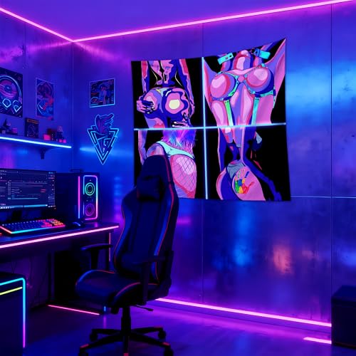 QGHOT Black Light Hot Girl Wall Decor Blacklight Sexy Tapestry Wall Hanging Black Light Sex Poster for Adults Room Bedroom Dorm Decor 60 * 50 in