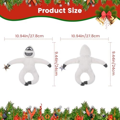 Christmas Tree Topper Abominable Snow Monster Ornament, Poseable Handmade Abominable Chimpanzees Hugger with Star, Can be Hung Snowman Tree Topper Xmas Decorations (White)
