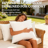 Oubonun 18x18 Waterproof Outdoor Pillow Inserts – Set of 2 Firm & Fluffy, Water Resistant Throw Pillows for Patio, Garden, Porch, or Indoor Decorative