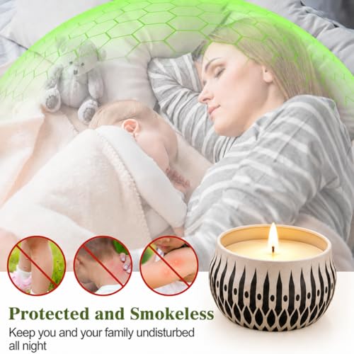 24 Pack Citronella Candles Outdoor, 2.5 oz Soy Wax Tin Candles with 8% Citronella Oil, Up to 600 Hours Total Burn Time, Portable Patio Candle Set for Backyard, Camping, BBQ & Summer Use