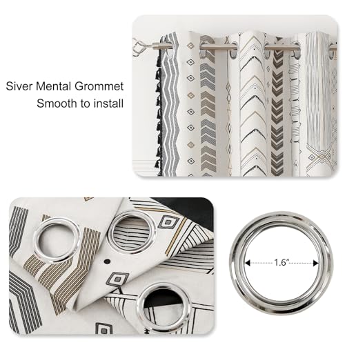Colorbirtd 100% Blackout Boho Curtains Heat Sun Blocking for Bedroom Living Room 84 Inches Thermal Curtains for Summer Heat Sun Blocking Black and White Western Southwest Black Out Drapes Sliding Door