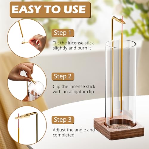 Incense Holder for Sticks, Insence-Stick Holder, Anti-Ash Flying No Mess Incense Burner, Incense Stick Holder with Glass Ash Catcher, for Yoga Spa Meditation Home Decor(2 Pack)