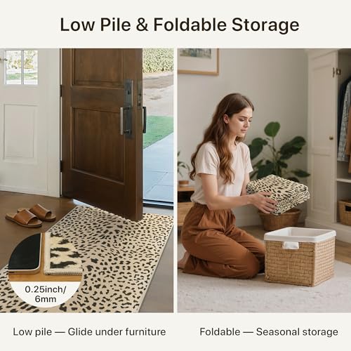 3x5 Washable Rug Small Leopard Print Area Mat for Entryway Bathroom