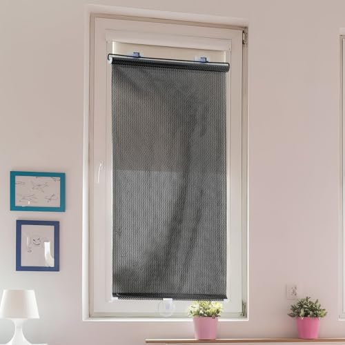 Suction Blinds for Window and Door, Blackout Sunshade Film with Suction Cups, Temporary Roller Blinds for Balcony and Skylight Shade